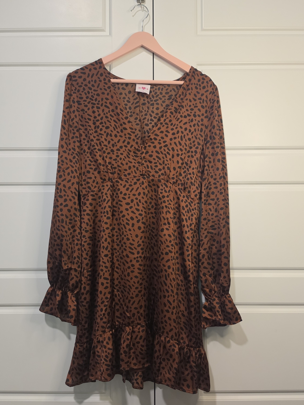 Buddy Love Brown and Black Print Satin Mini Dress Size Large